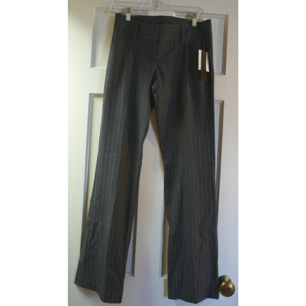 Grey Pinstripe Straight Leg Suit Pant